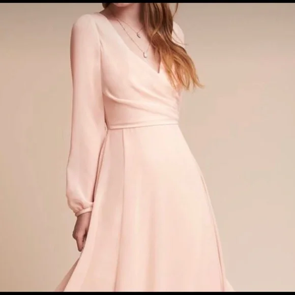 blue dress for baby girl Ice Pink Long V-neck Chiffon Bridesmaid Dress Beaded Prom Dress(BM350) –  DaisyFormals-Bridesmaid and Formal Dresses in 59+ Colors
